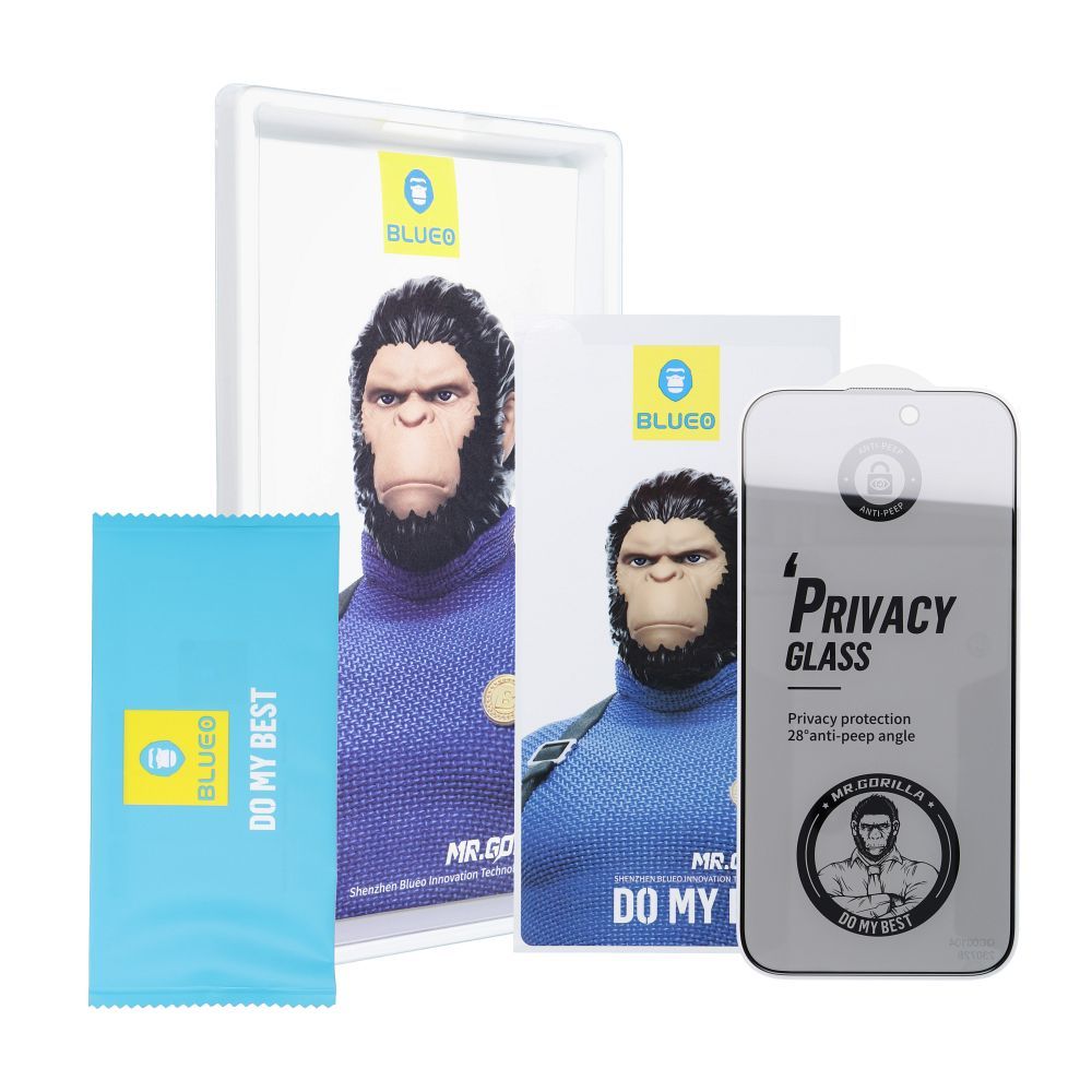 Folie Sticla Privata 5D Mr. Monkey Samsung S25 Plus - Negru